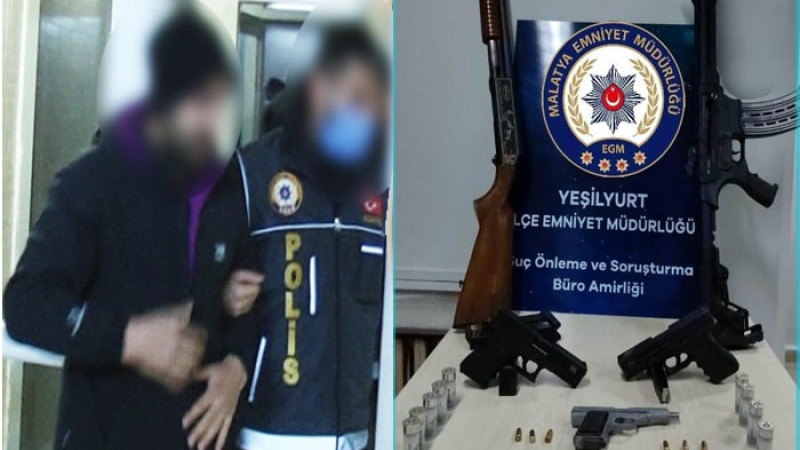 Yeşilyurt'ta 5 Adet Kaçak Silah ve  Aranan 1 Kişi Yakalandı