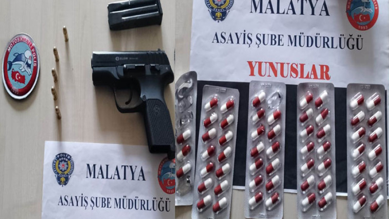 Polis Uygulamada Tabanca ve Uyuşturucu Hap Ele Geçirildi