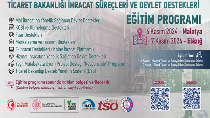  İhracat Süreçleri ve Devlet Destekleri Eğitim Programı Başlıyor