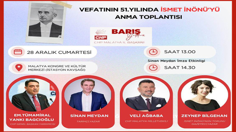 İsmet İnönü İçin Malatya'da Anma Programı Düzenlenecek 