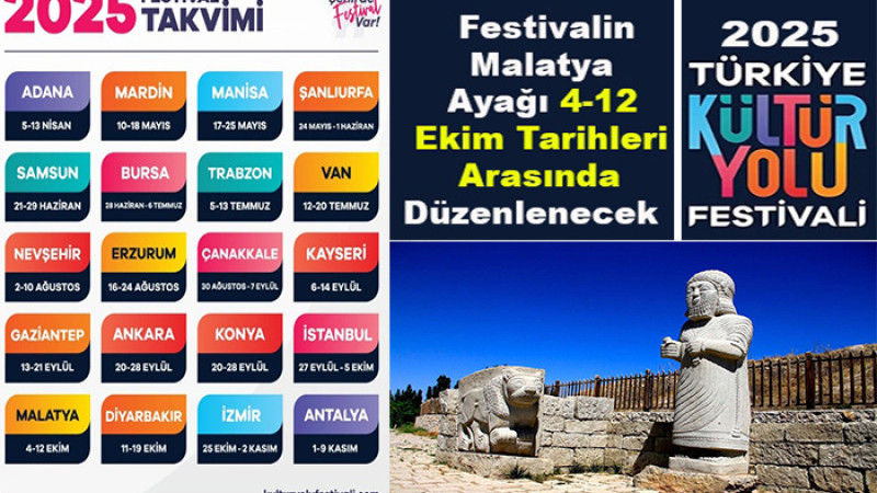 Kültür Yolu Festivalinin Malatya Ayağı 4-12 Ekim 2025'de Yapılacak