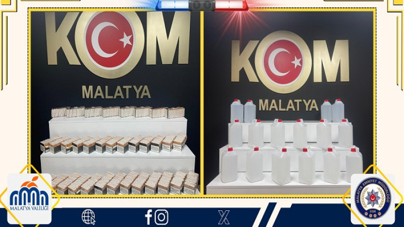 Malatya’da Kaçak 9.520 Makaron ve 80 Litre Etil Alkol Ele Geçirildi