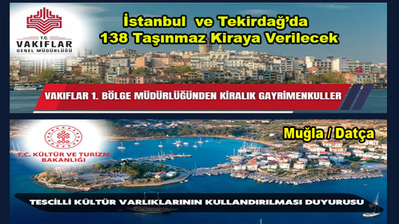 Muğla Datça'da 1 İstanbul ve Tekirdağ'da 138  Kültür Varlıkları Kiralanacak