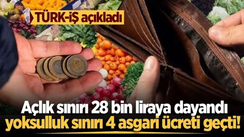 Türk-İş  Eylül'de Açlık Sınırı 28 Bin, Yoksulluk Sınırı 91 Bin TL'ye Ulaştı