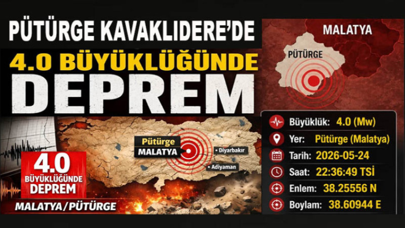 Pütürge’de 4.0 Büyüklüğünde Deprem