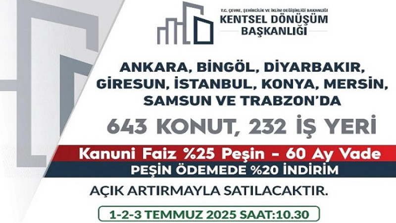 Bakanlık  9 İlde  643 Konut ve 232 İş Yerine Satışa Sundu