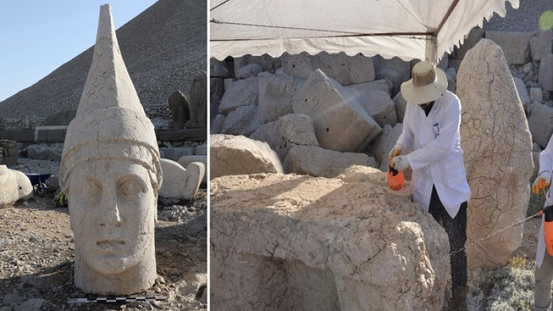 Nemrut'un Dev Heykelleri Nano Teknolojiyle Güçlendiriliyor