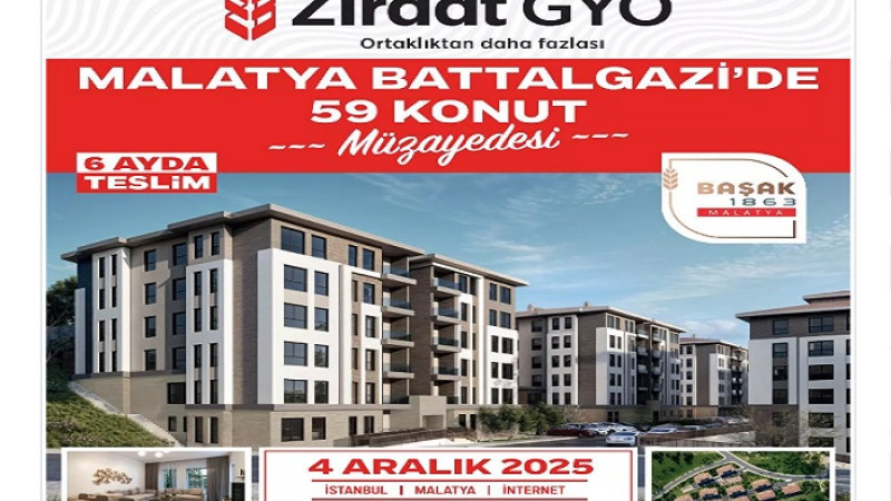 Ziraat GYO Malatya Battalgazi'de 59 Konutu Satışa Çıkardı