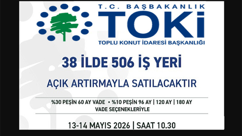 TOKİ 38 İlde Toplam 506 İş Yerinde Satışa Sunacak