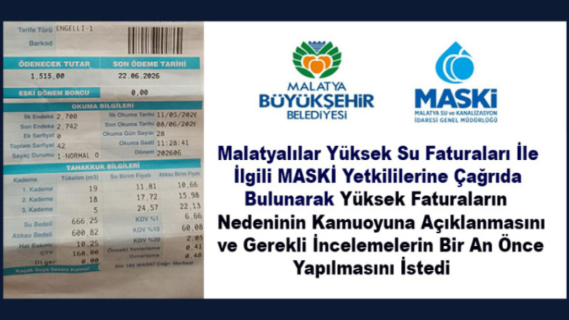 Malatya'da  Maski'ye Yüksek Su Faturası Tepkisi Büyüyor