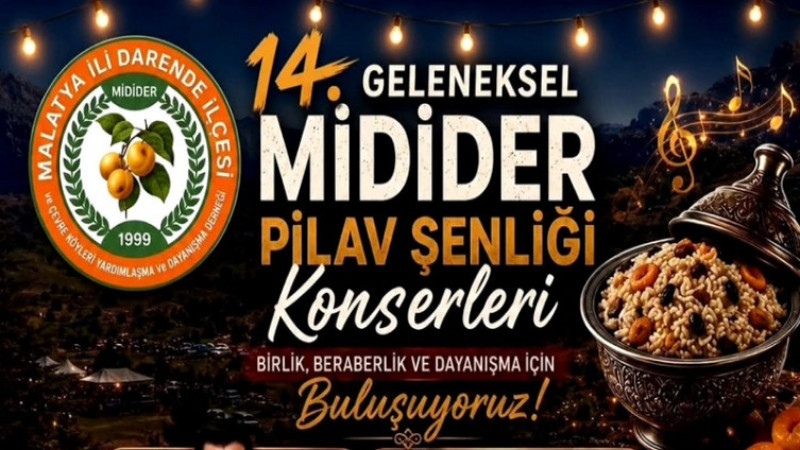 MİDİDER; 14.. Geleneksel Pilav Şenliği'ni Darende'de Düzenleyecek
