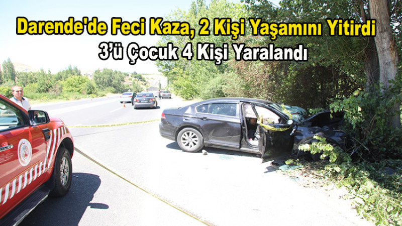 Darende'de Feci Kaza, 2 Kişi Yaşamını Yitirdi. 4 Kişi Yaralandı