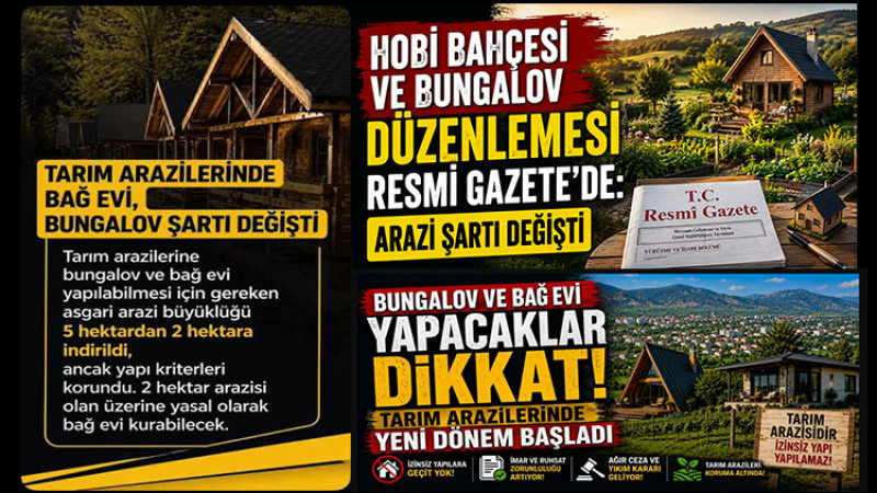 Tarım Arazilerinde Bungalov ve Bağ Evleri Şartları Değişti